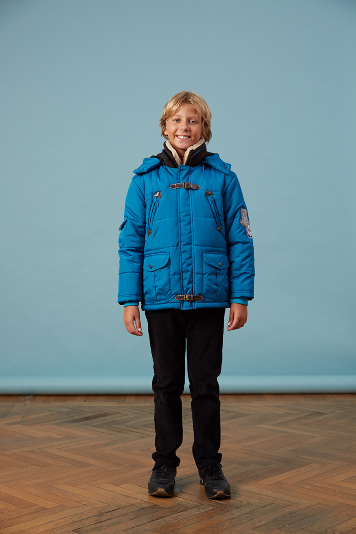 Orta Boy Petrol Deri Tokalı Erkek Anorak