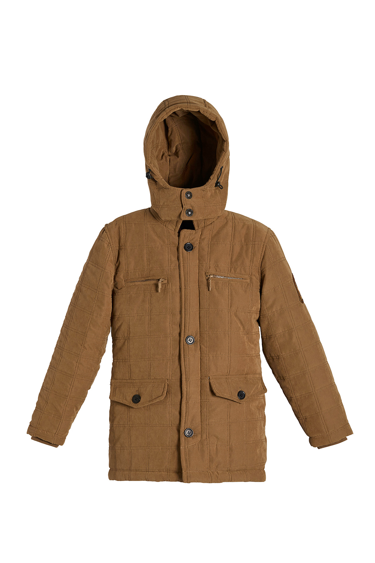 Orta Boy Camel Kapitoneli Erkek Mont