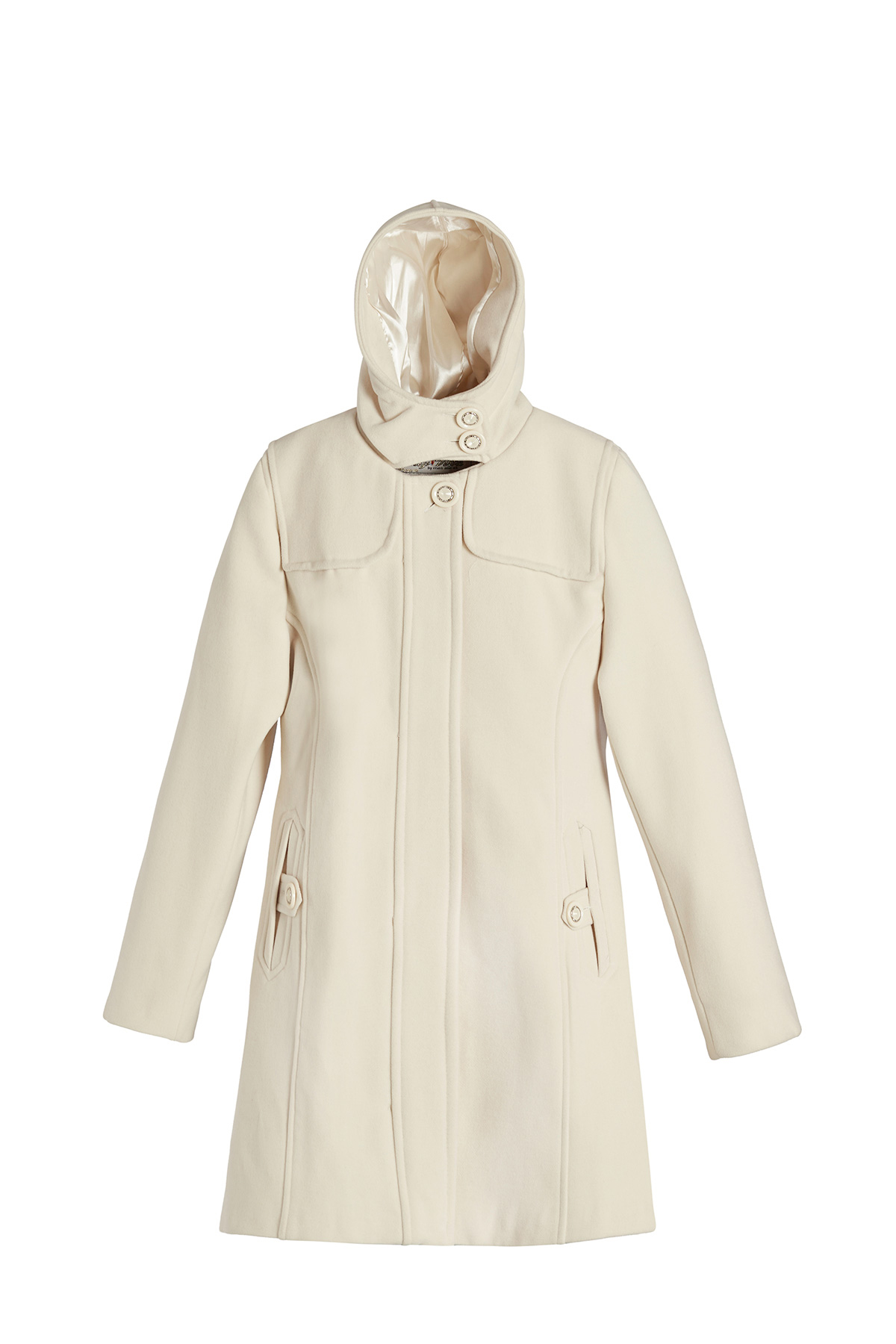 Garson Krem Kapişonlu Kız Kaşe