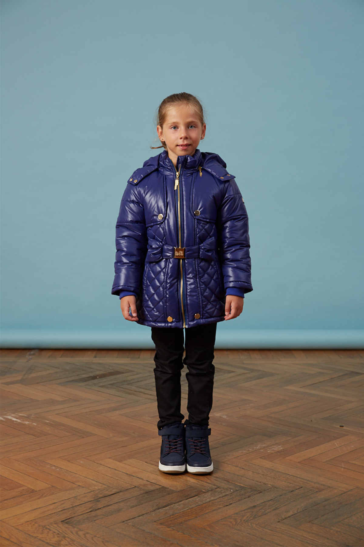 Kız Fiyonklu Lacivert Bebe Anorak