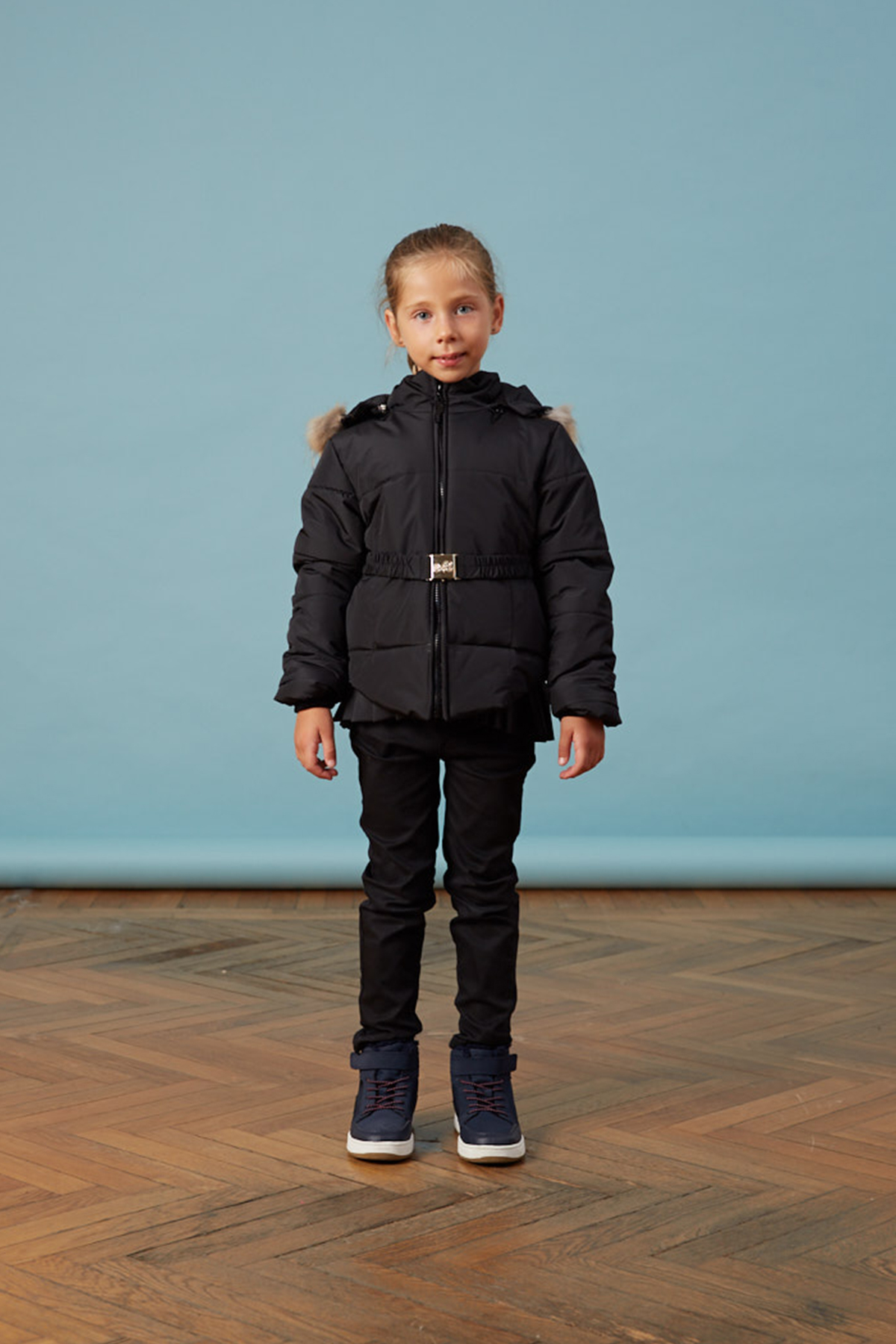 Bebe Pileli Siyah Kız Anorak