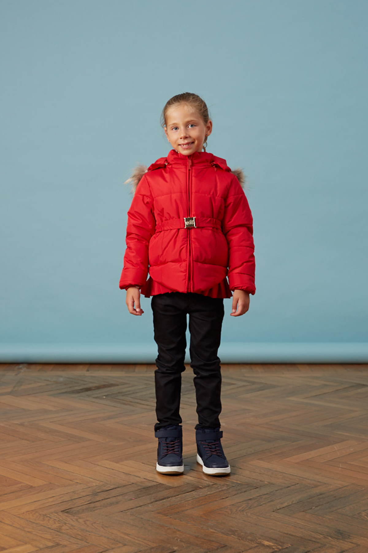 Bebe Pileli Kırmızı Kız Anorak