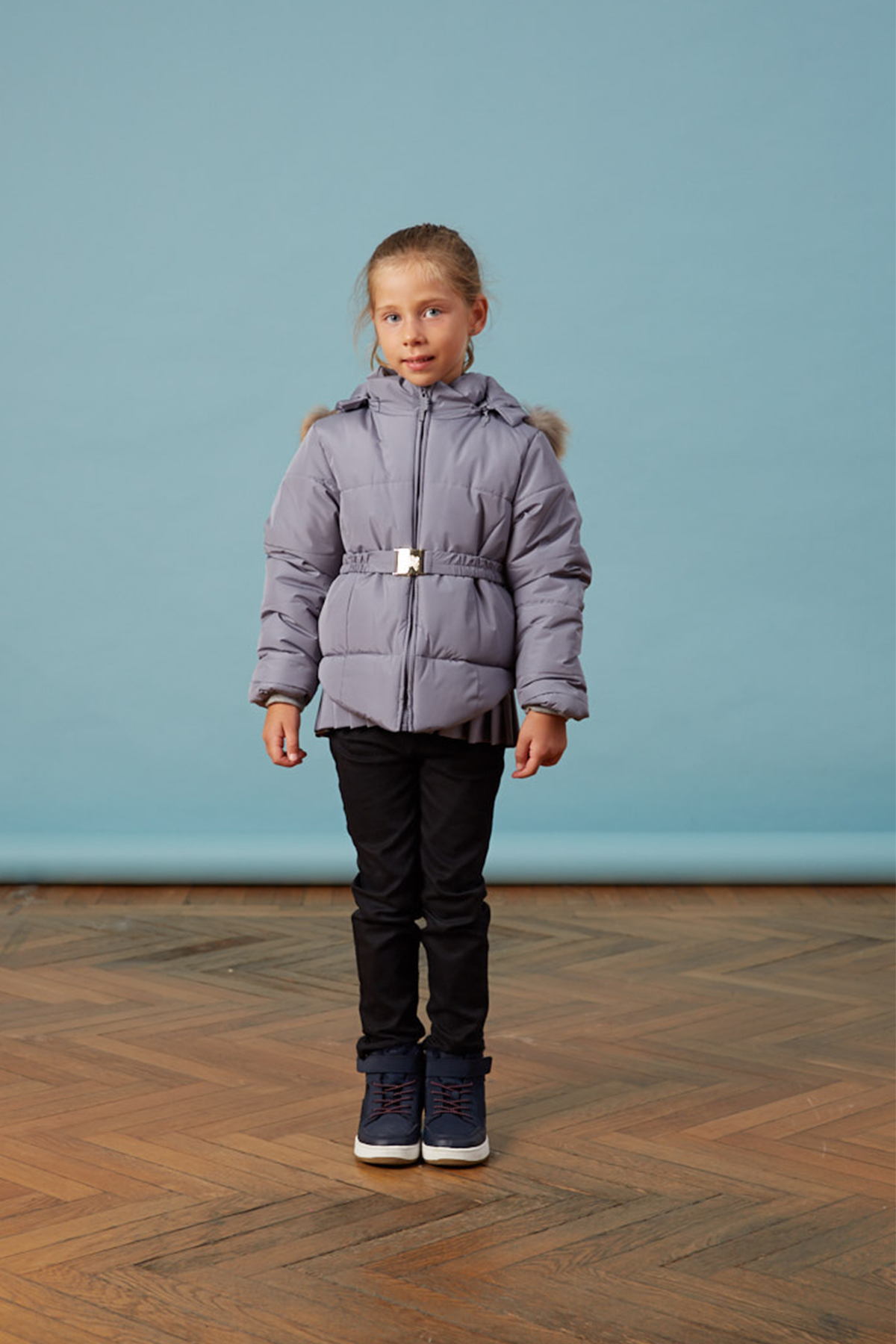 Bebe Pileli Gri Kız Anorak