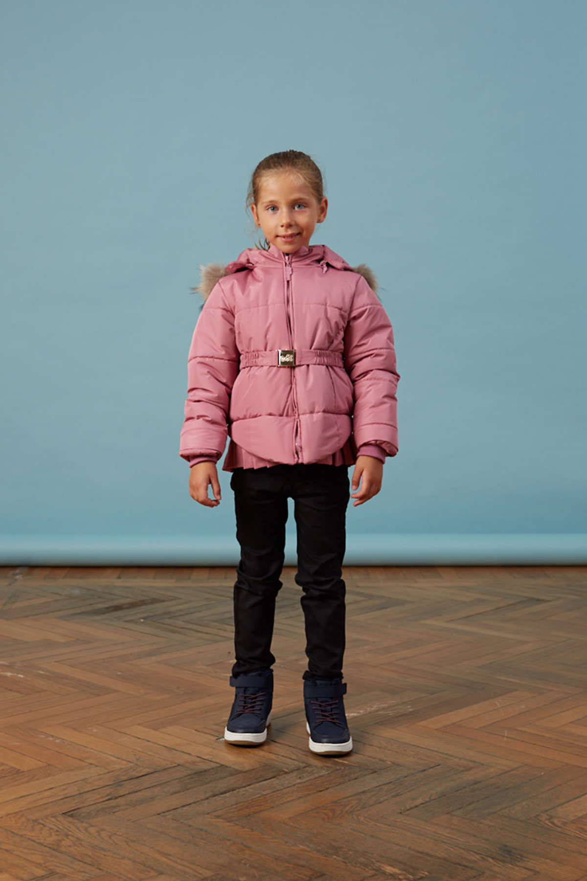 Bebe Pileli Gül Kurusu Kız Anorak