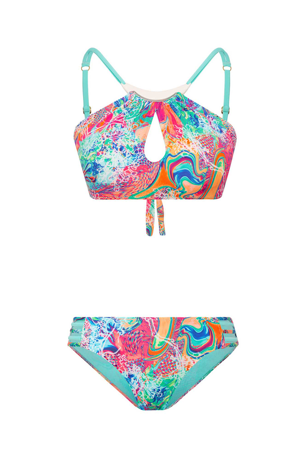 Göğüs Ortası Oyuntulu Bikini Takımı