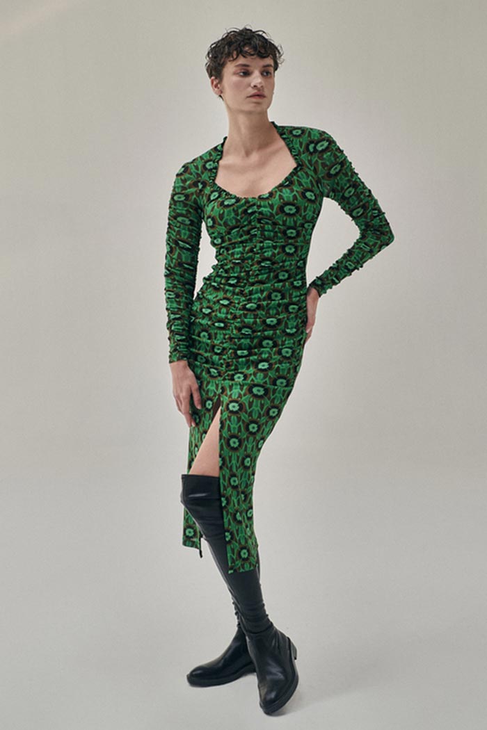 Elena Baskılı Midi Elbise