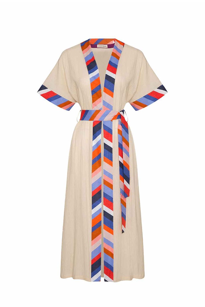 Realistic Kimono Banded Bej