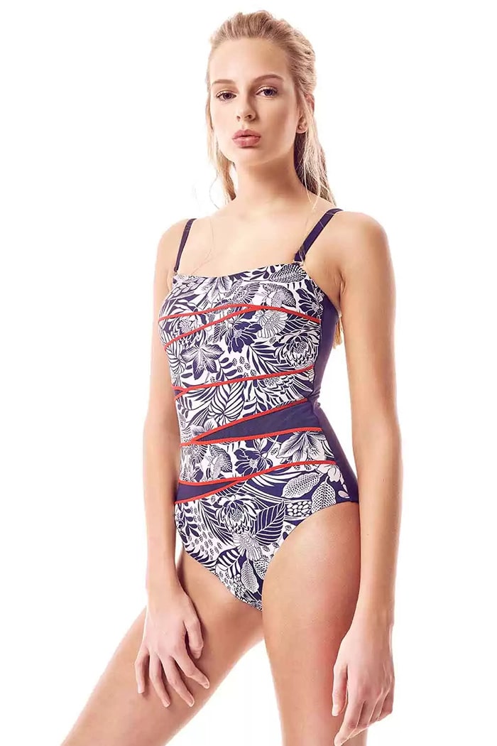 Kırmızı Zikzaklı Straplez Mayo