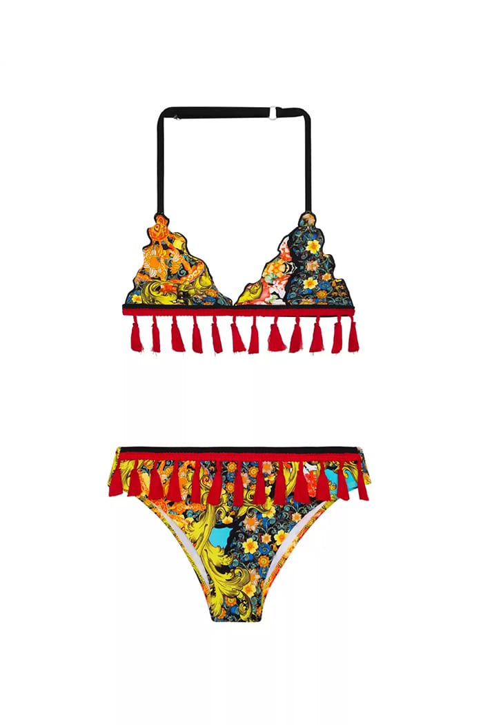 Şal Desenli Üçgen Çocuk Bikini