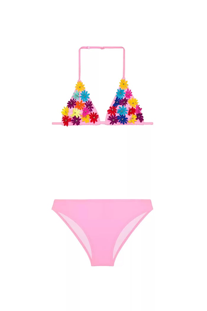Çiçekli Pembe Üçgen Bikini