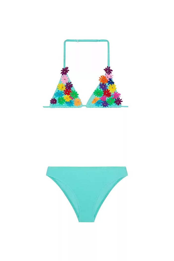 Çiçekli Mavi Üçgen Bikini