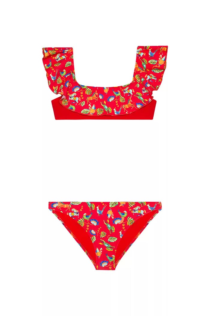 Desenli Volanlı Bikini