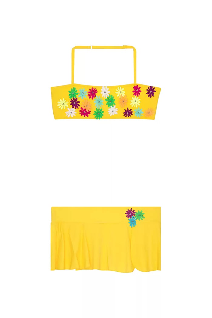 Üç Boyut Çiçekli Straplez Bikini