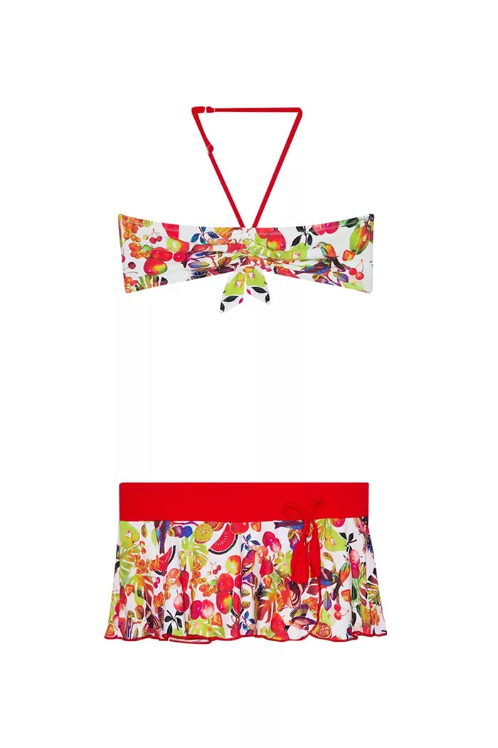 Meyve Desenli Etekli Çocuk Bikini