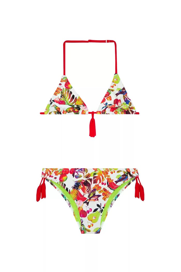 Meyve Desenli Üçgen Çocuk Bikini