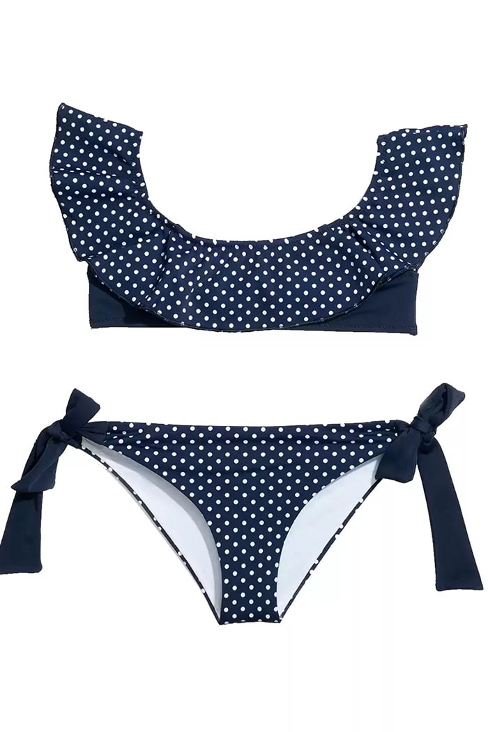 Puanlı Lacivert Volanlı Bikini