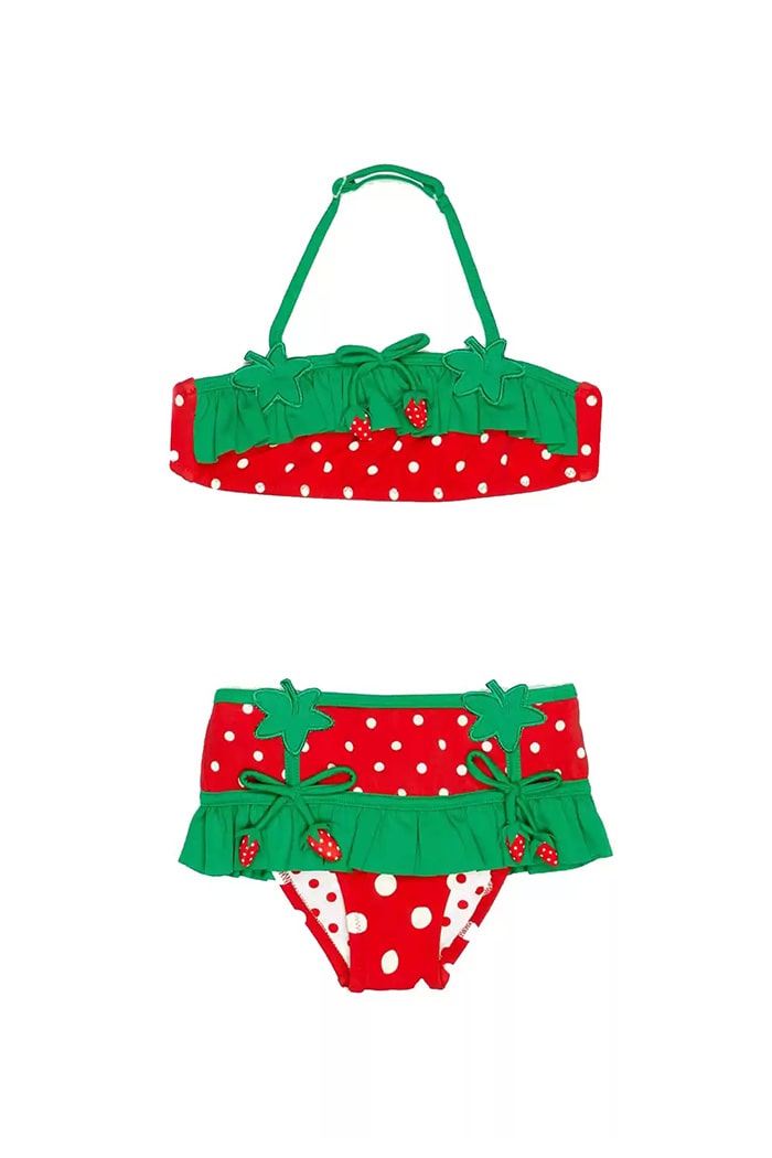 Çilek Desenli Straplez Bikini