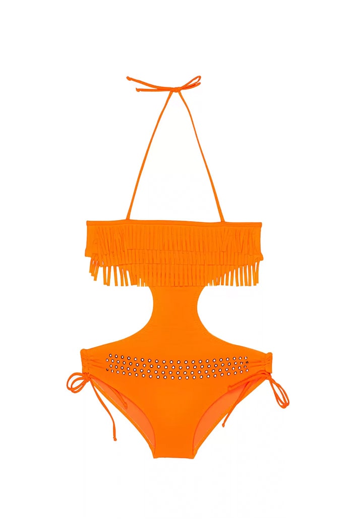 Turuncu Taşlı Çocuk Mayokini