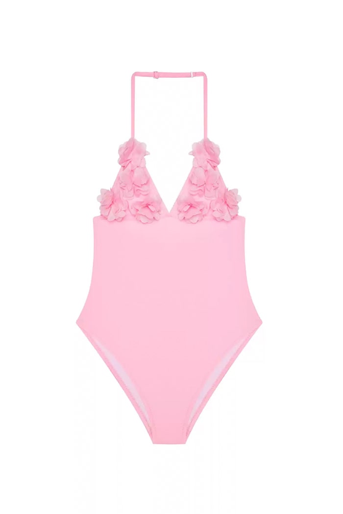 Çiçekli Pembe Üçgen Mayo