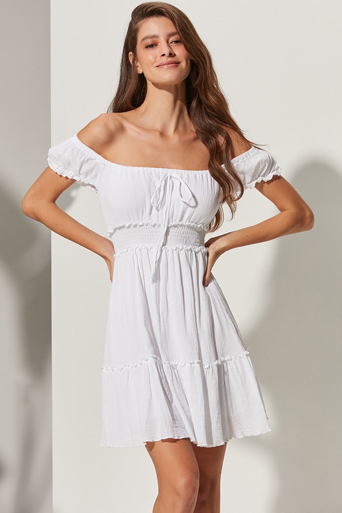 Karpuz Kol Bürümcük Mini Elbise