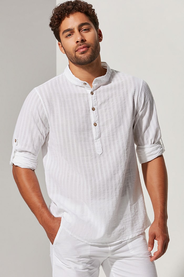 Hakim Yaka Yarım Pat Gomlek