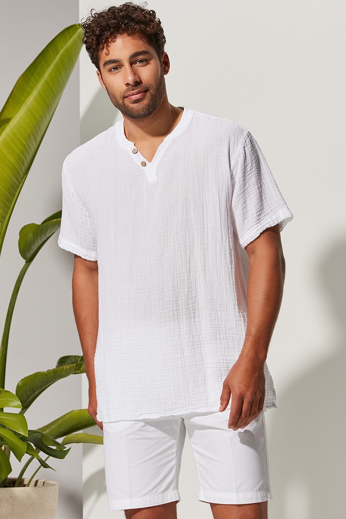 Kk V Yaka Ribanalı Tshirt