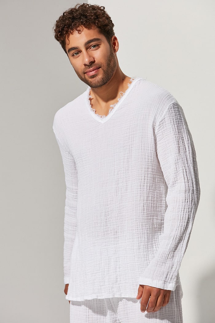 Double-Face V Yaka Tshirt