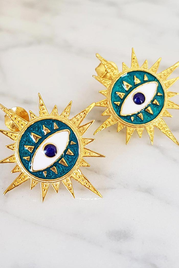 Sun Gold Enamal Küpe