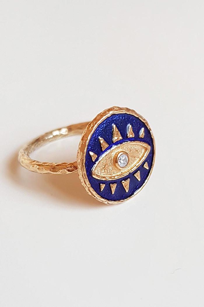 Evil Eye Gold Enamel Yüzük