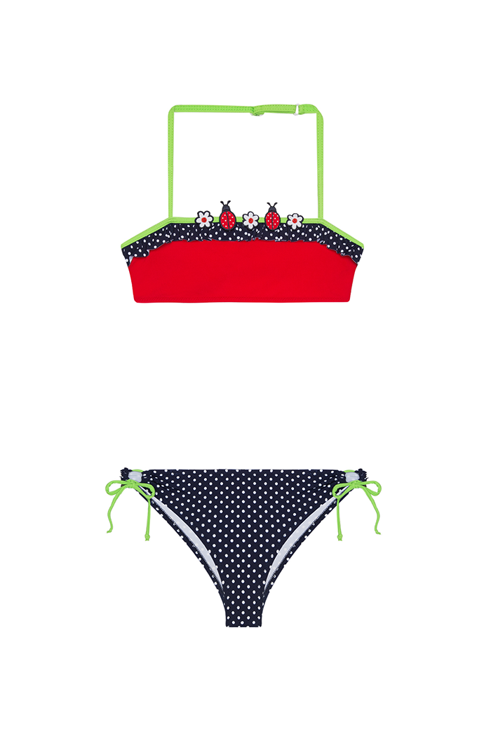 Fırfırlı Çiçekli Straplez Bikini