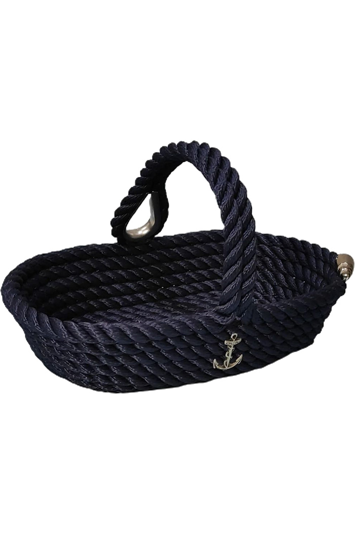 Kulplu Oval Eşya Sepeti - Lacivert