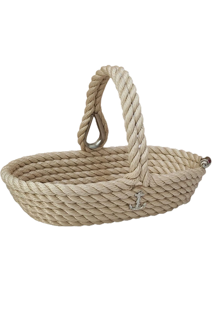 Kulplu Oval Eşya Sepeti - Bej