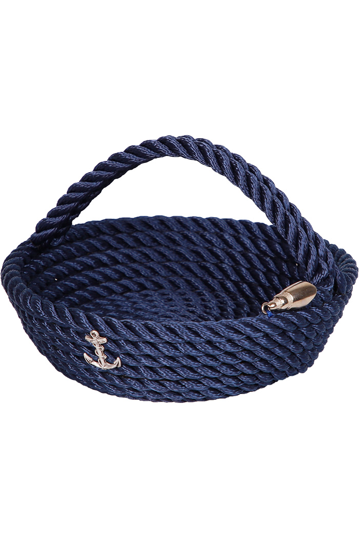 Kulplu Yuvarlak Eşya Sepeti - Lacivert