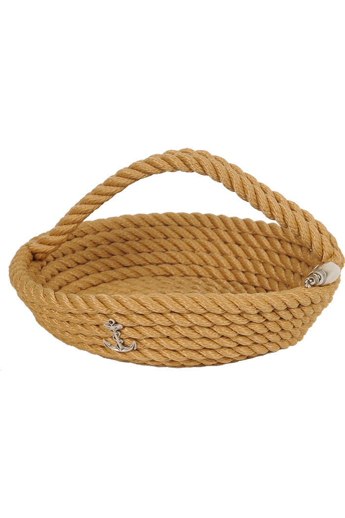 Kulplu Yuvarlak Eşya Sepeti - Krem