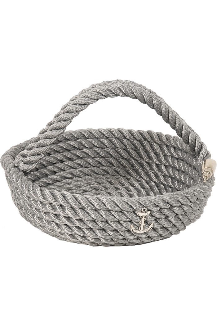 Kulplu Yuvarlak Eşya Sepeti - Gri
