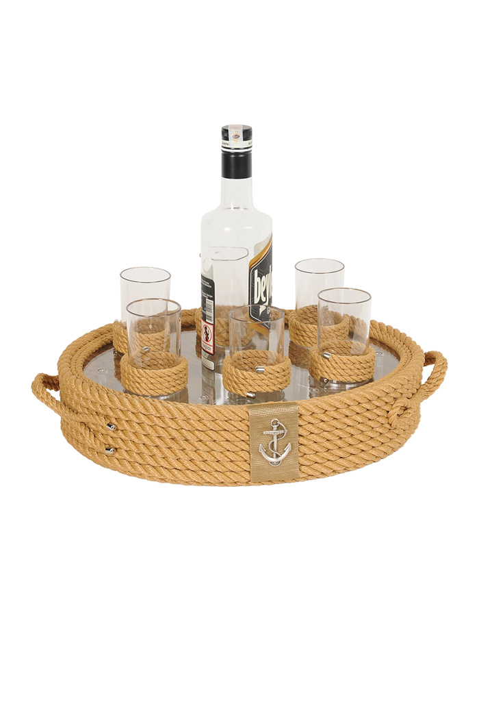 Rakı Bardaklı Tepsi - Krem