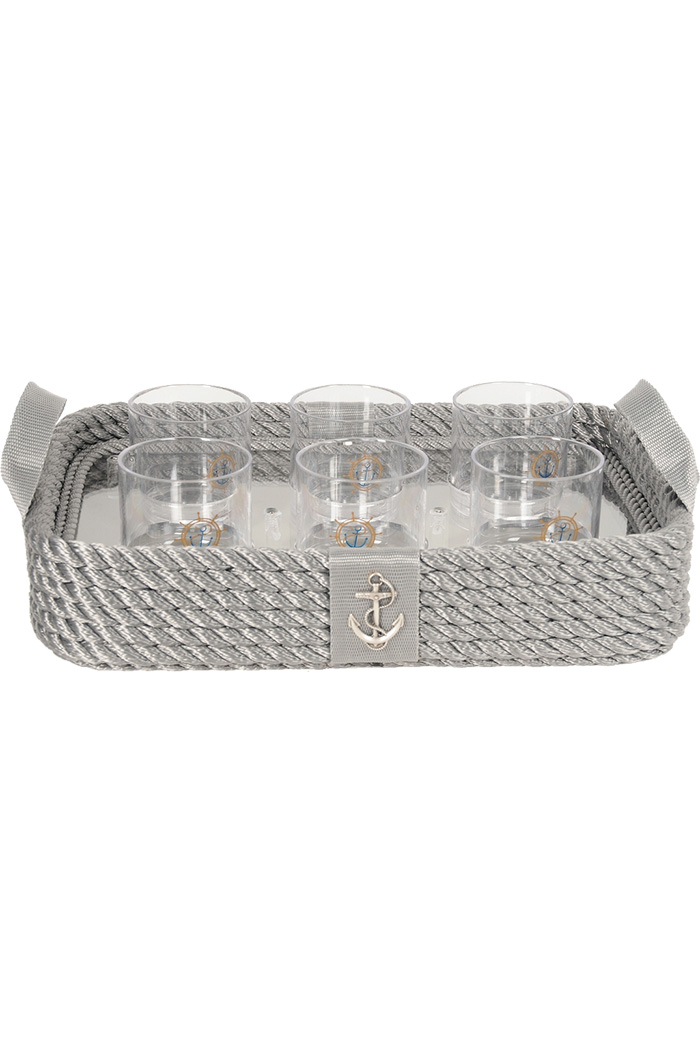 Viski Bardaklı Tepsi - Gri 