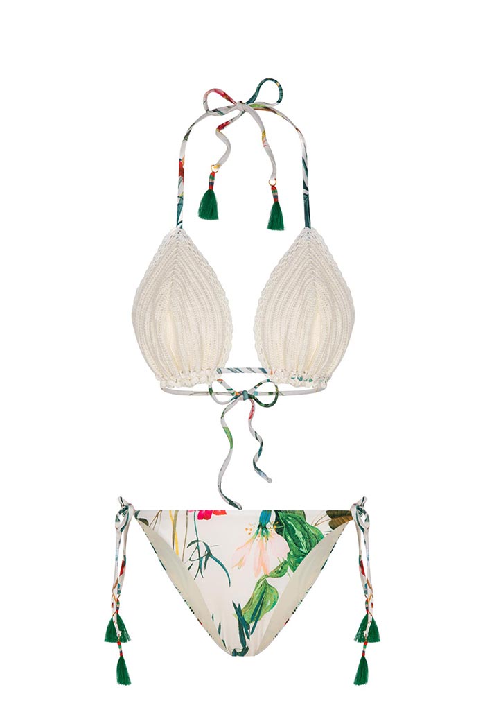 Örgü Detaylı Üçgen Bikini Takımı