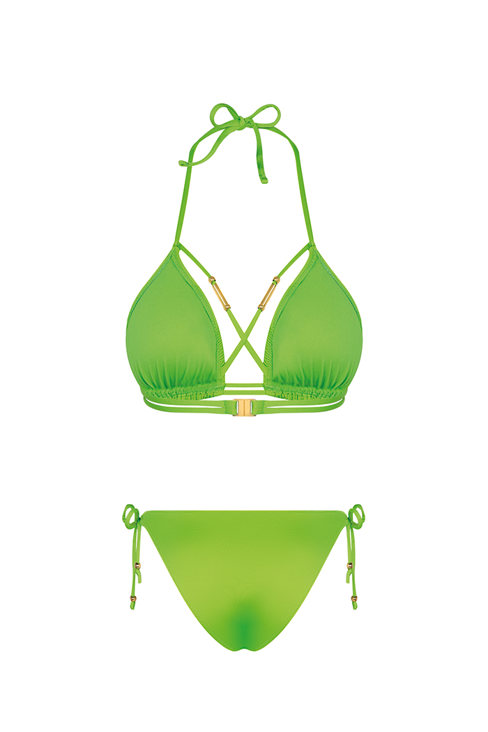 Biyeli Üçgen Yeşil Bikini Takımı