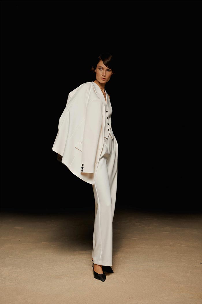 Dione Geniş Paça Beyaz Pantolon