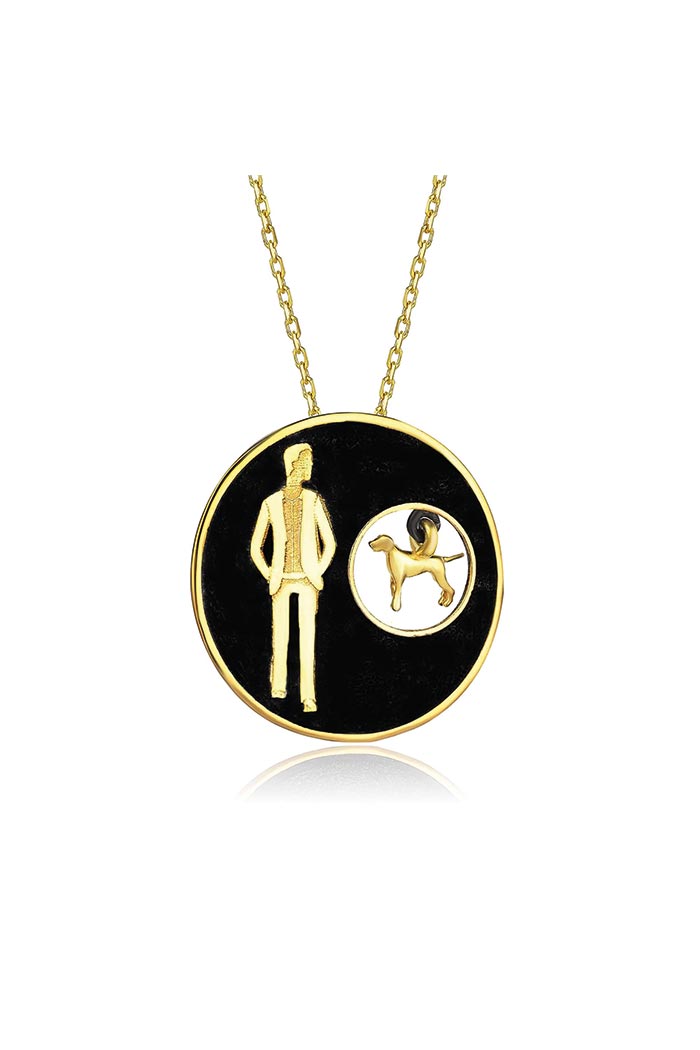 Erkek Figürü ve Köpek Figürü Kolye