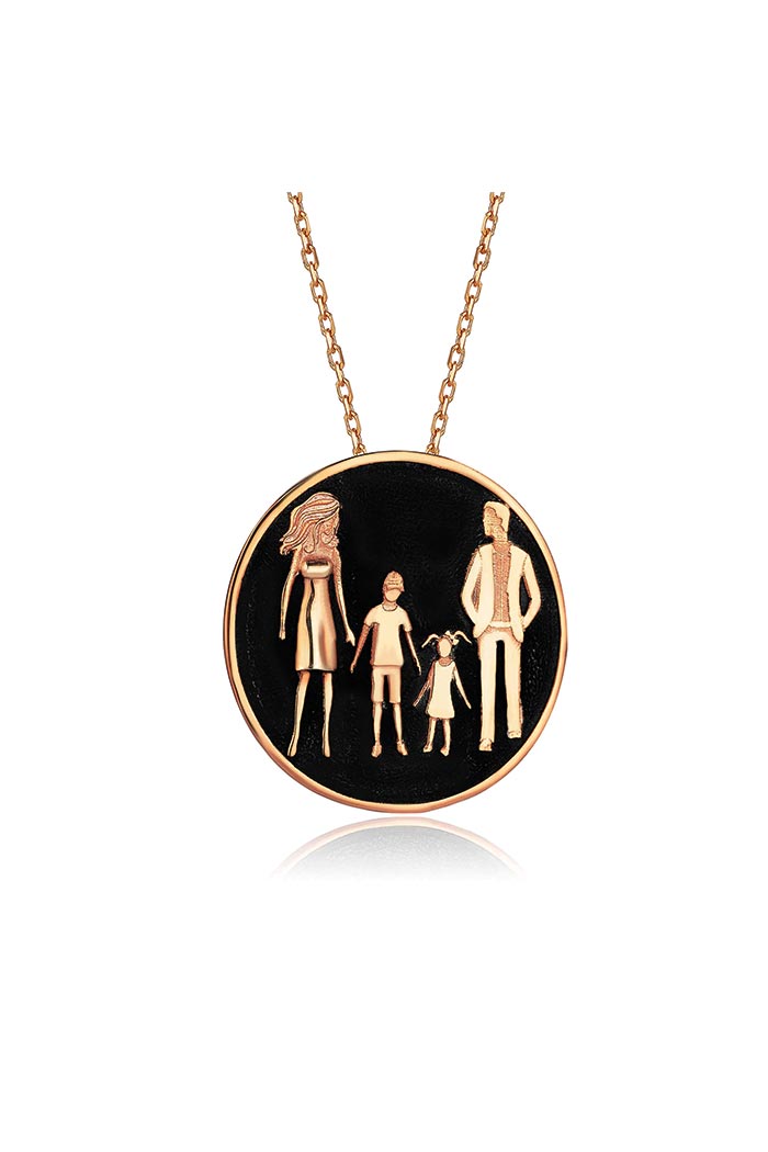 Anne-Baba- Ortanca Erkek-Küçük Kız Kolye