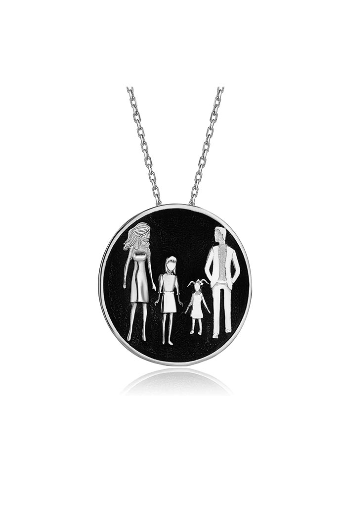 Anne-Baba-Ortanca Kız-Küçük Kız Kolye