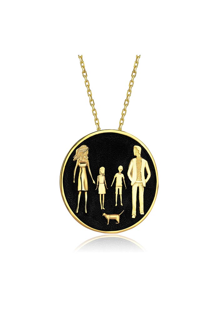 Anne-Baba-Ortanca Erkek-Ortanca Kız -Kedi Kolye