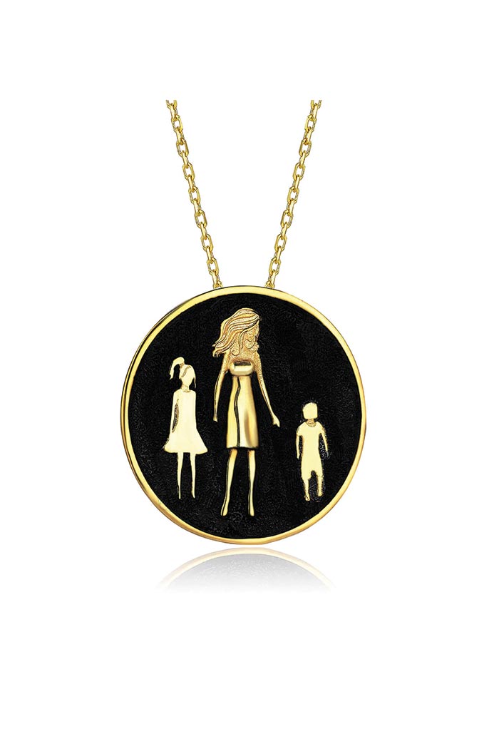 Anne-Büyük Kız -Küçük Erkek Kolye