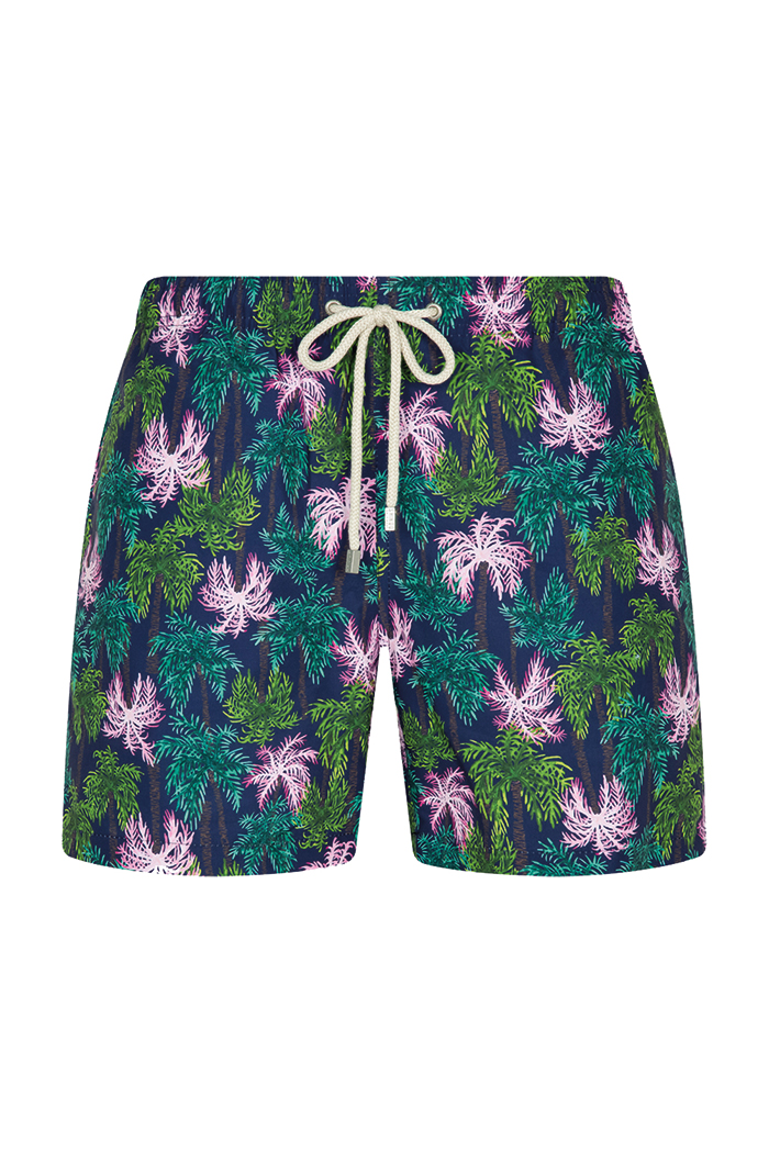 Renkli Ağaç Desenli Bağcıklı Şort Mayo