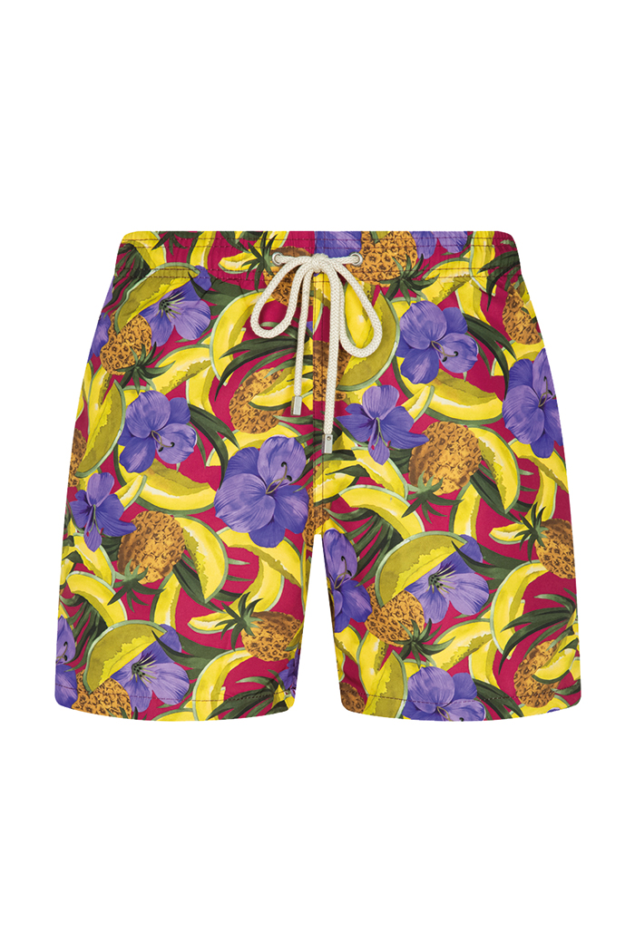 Renkli Meyve Desenli Bağcıklı Şort Mayo