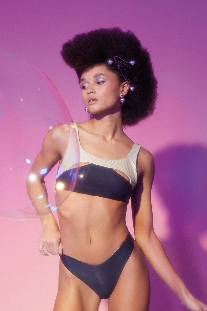 Fluff Antrasit Krem Dekolte Atlet Bikini Takımı