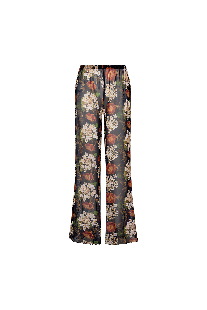 Kahve Çiçek Desenli Pantolon Pareo