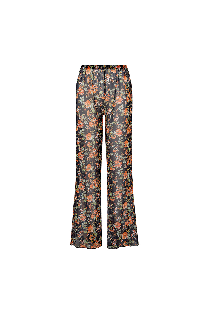 Turuncu Çiçek Desenli Pantolon Pareo